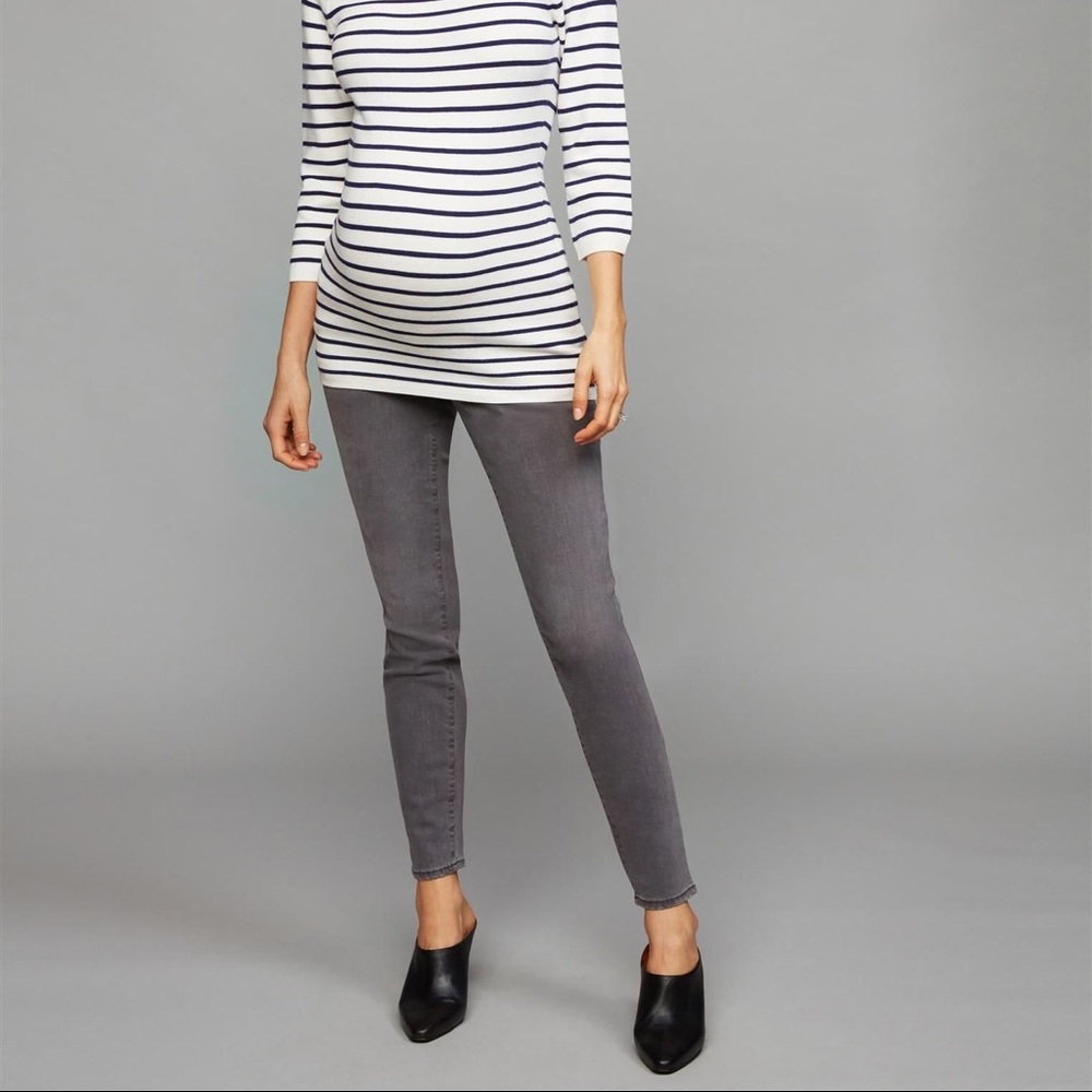 LED Secretfit belly skinny maternity jeans - gray